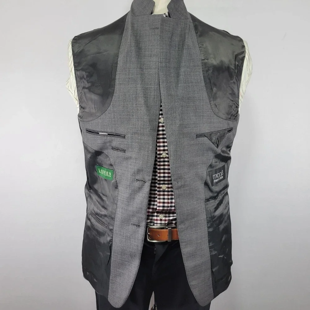 Lauren Ralph‎ Lauren Men's Sport Coat Blazer Two Button SRK SKN Gray Wool 40R